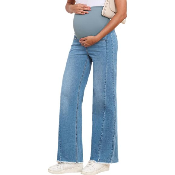 Maternity Jeans Womens Stretch Denim Ripped Boyfriend Size Small - Picture 1 of 7